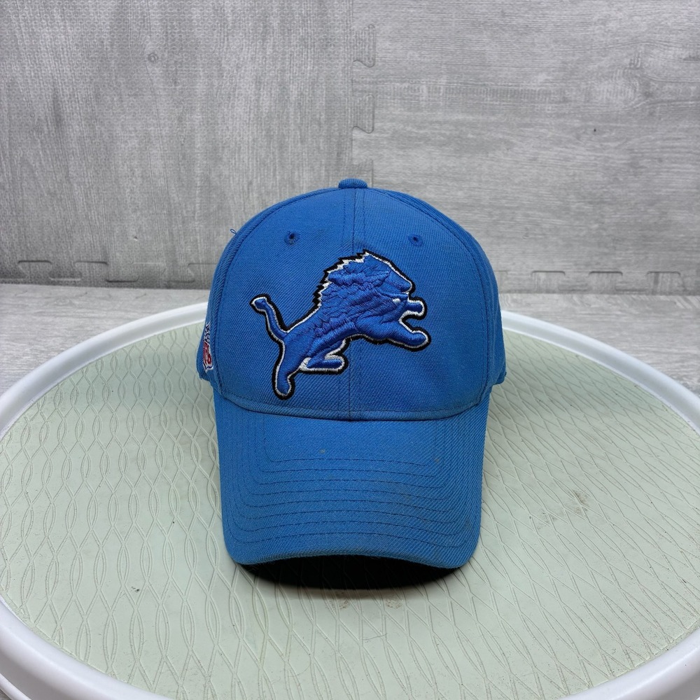 Vintage Reebok Detroit Lions Hat Cap Mens Blue NFL Team Apparel On Field